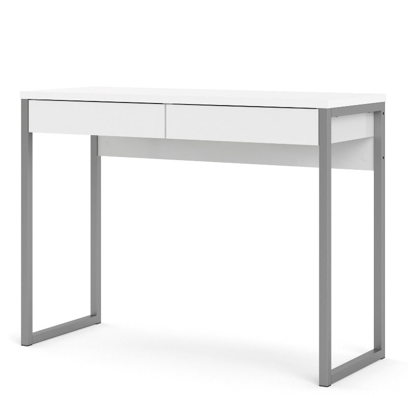 Function Plus Desk w/ 2 Drawers in White High Gloss - White Tree Furniture