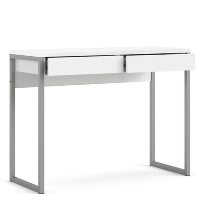 Function Plus Desk w/ 2 Drawers in White High Gloss - White Tree Furniture