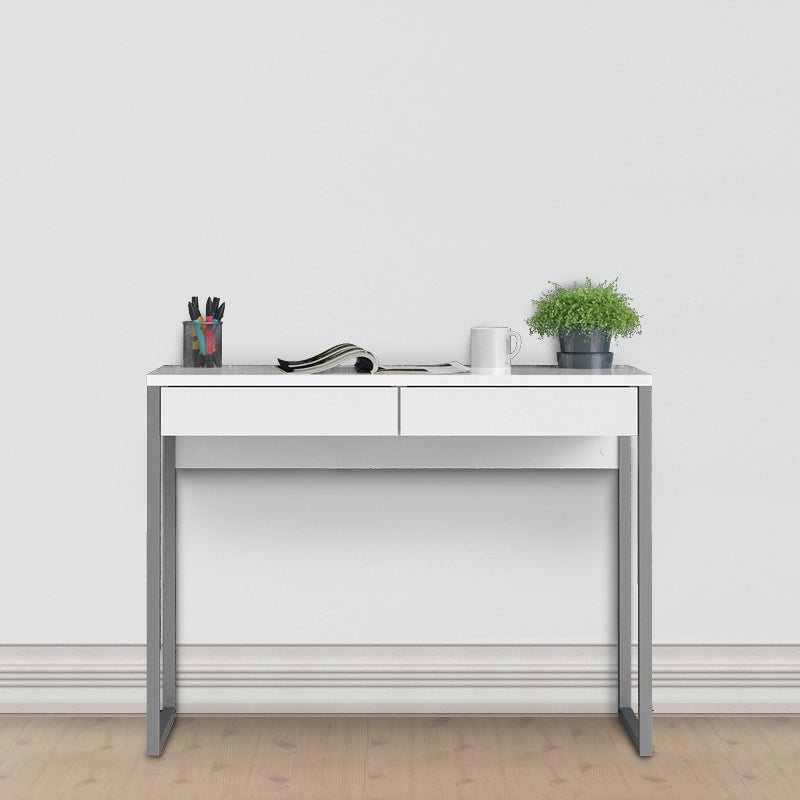 Function Plus Desk w/ 2 Drawers in White High Gloss - White Tree Furniture