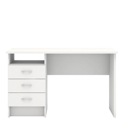 Function Plus Desk w/ 3 Drawers in White - White Tree Furniture