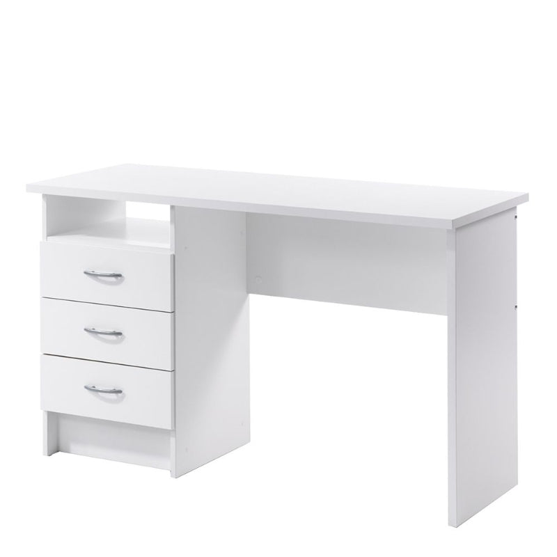 Function Plus Desk w/ 3 Drawers in White - White Tree Furniture