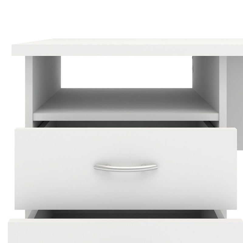 Function Plus Desk w/ 3 Drawers in White - White Tree Furniture