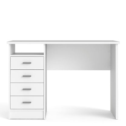 Function Plus White Desk w/ 4 Drawers - White Tree Furniture