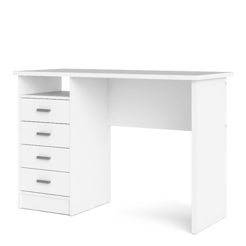 Function Plus White Desk w/ 4 Drawers - White Tree Furniture