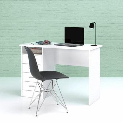 Function Plus White Desk w/ 4 Drawers - White Tree Furniture