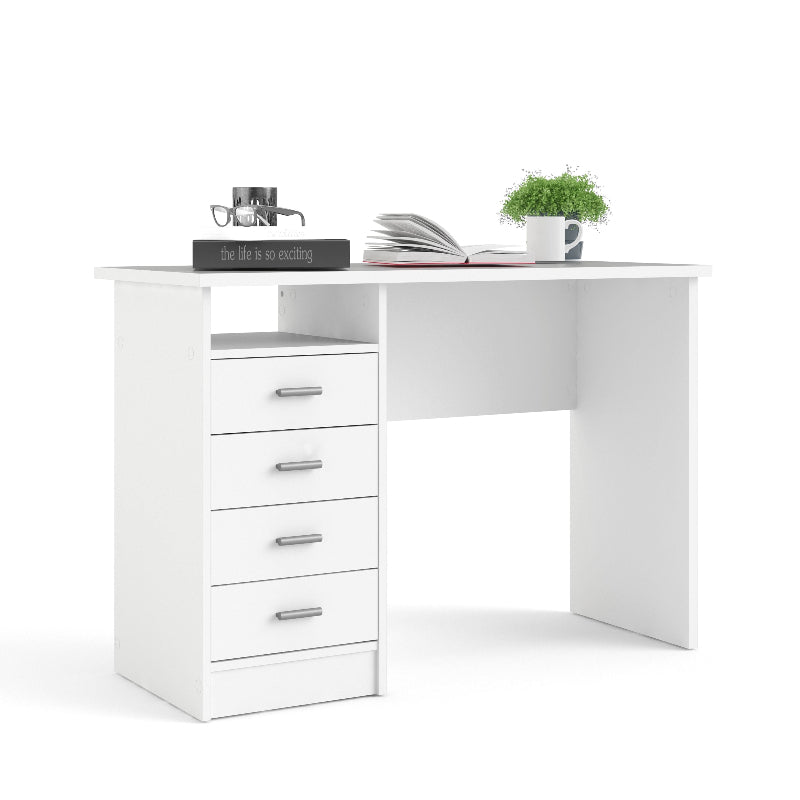 Function Plus White Desk w/ 4 Drawers - White Tree Furniture