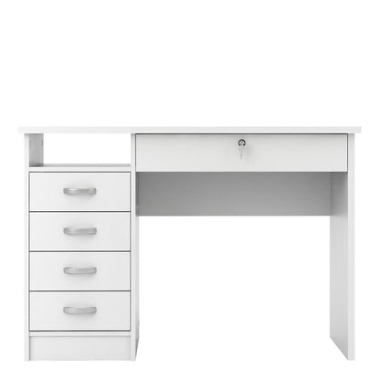 Function Plus White Desk w/ 5 Drawers - White Tree Furniture