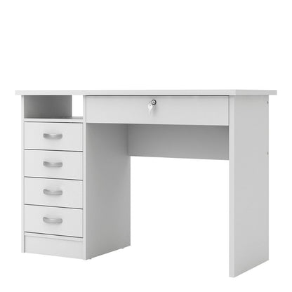 Function Plus White Desk w/ 5 Drawers - White Tree Furniture