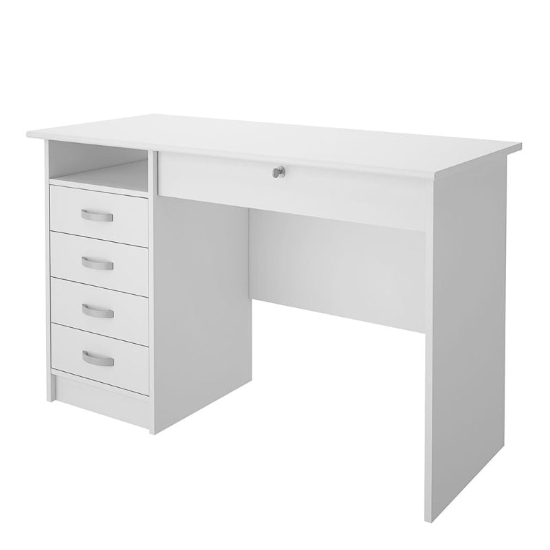 Function Plus White Desk w/ 5 Drawers - White Tree Furniture