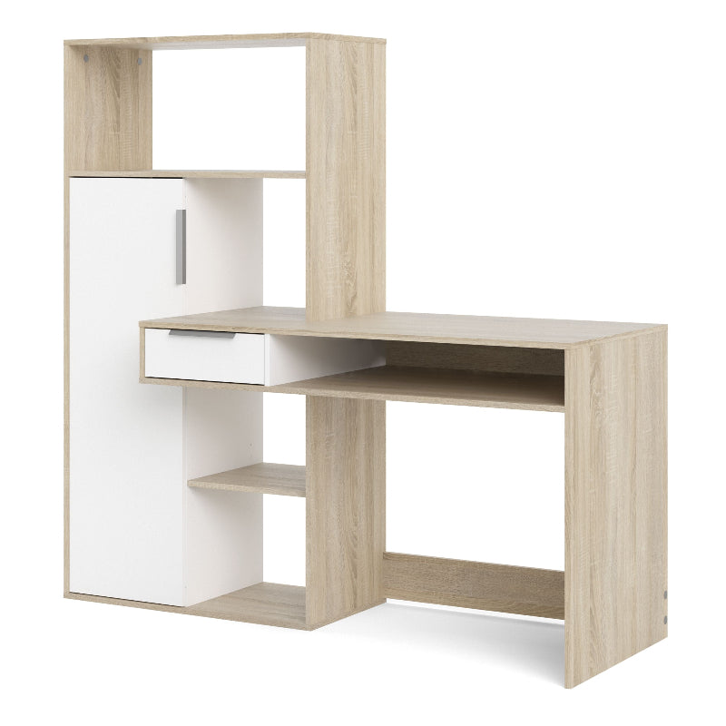 Function Plus Multi Functional Desk in White & Oak - White Tree Furniture