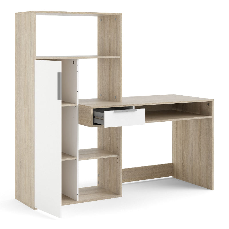 Function Plus Multi Functional Desk in White & Oak - White Tree Furniture