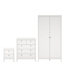 MADRID WHITE SET- Bedside + Drawer Chest + Wardrobe - White Tree Furniture