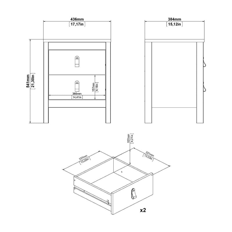 MADRID WHITE SET- Bedside + Drawer Chest + Wardrobe - White Tree Furniture