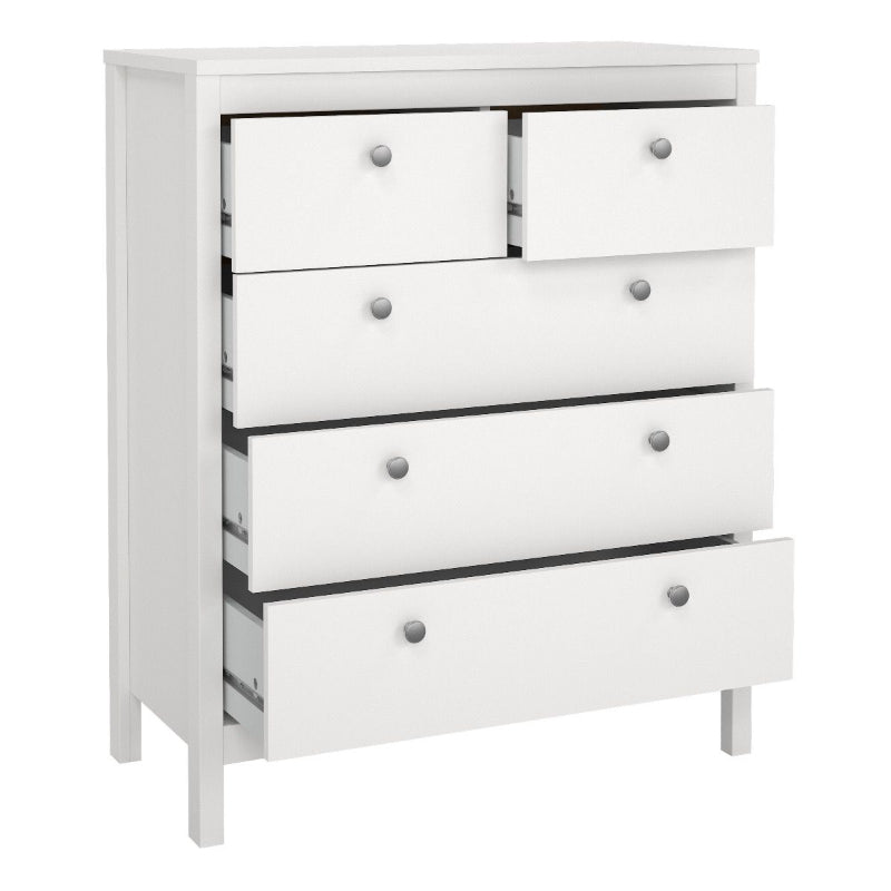 MADRID WHITE SET- Bedside + Drawer Chest + Wardrobe - White Tree Furniture