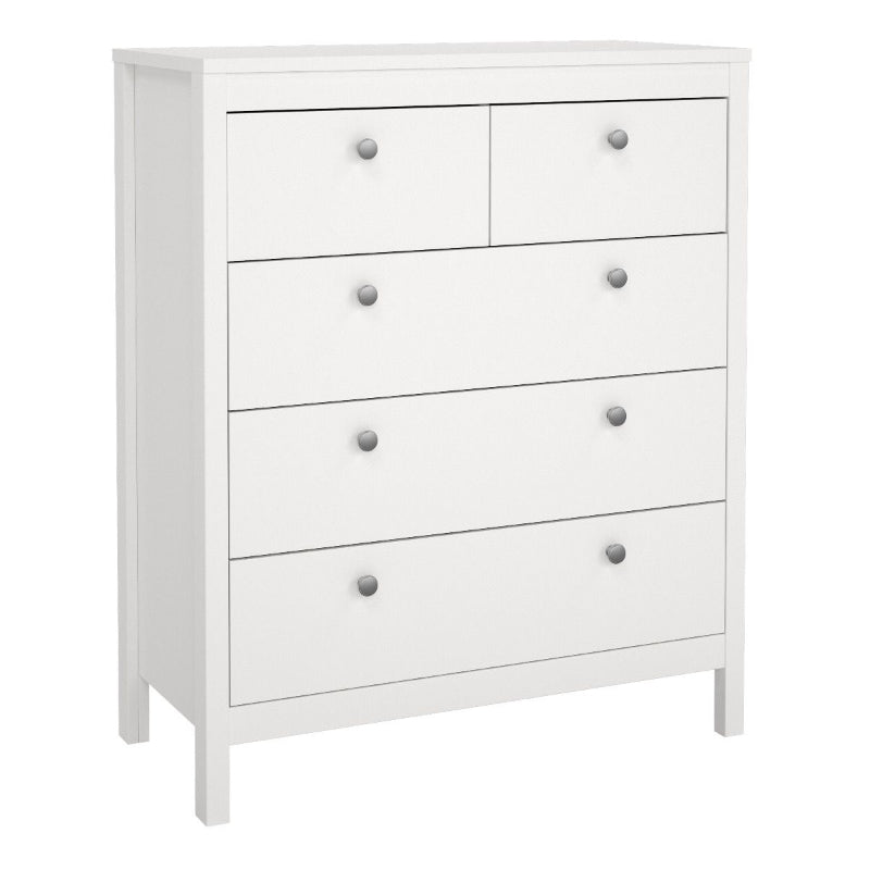 MADRID WHITE SET - Bedside + Drawer Chest + Triple Wardrobe - White Tree Furniture