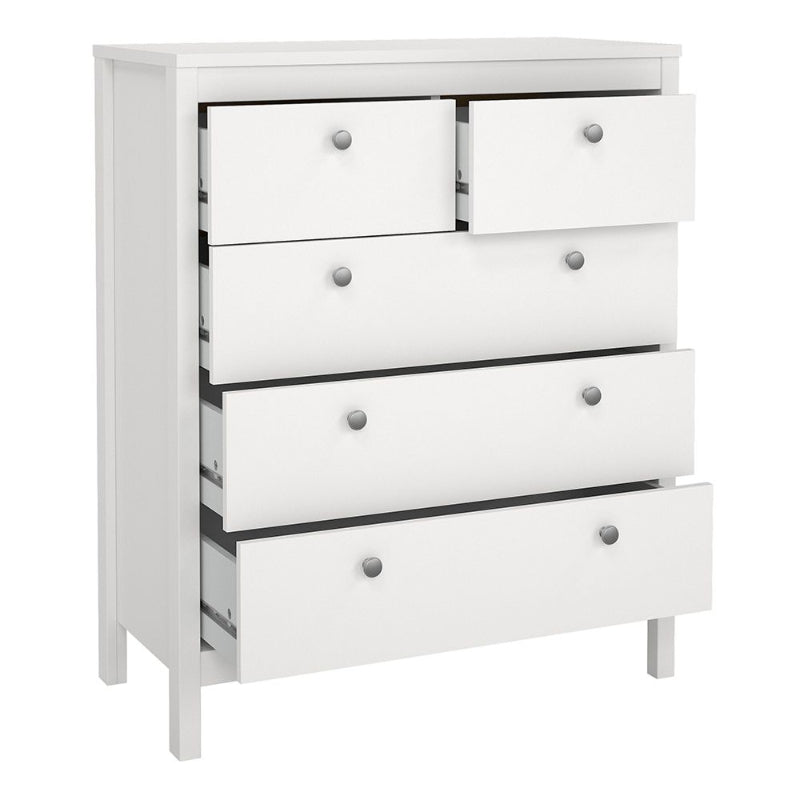 MADRID WHITE SET - Bedside + Drawer Chest + Triple Wardrobe - White Tree Furniture