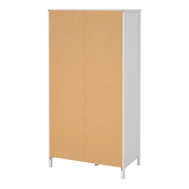 Madrid White Single Wardrobe w/ Mirror & 2 Drawers - White Tree Furniture