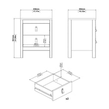 Madrid White Bedside Table w/ 2 Drawers - White Tree Furniture