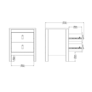 Madrid White Bedside Table w/ 2 Drawers - White Tree Furniture