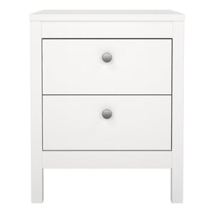 Madrid White Bedside Table w/ 2 Drawers - White Tree Furniture