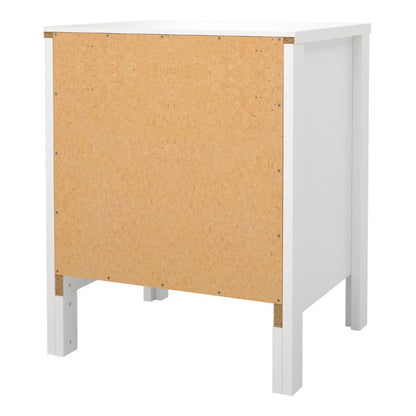 Madrid White Bedside Table w/ 2 Drawers - White Tree Furniture