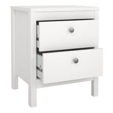 Madrid White Bedside Table w/ 2 Drawers - White Tree Furniture