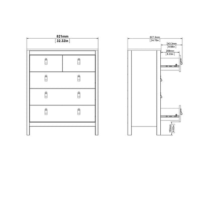 Madrid White Chest 3+2 Drawers - White Tree Furniture