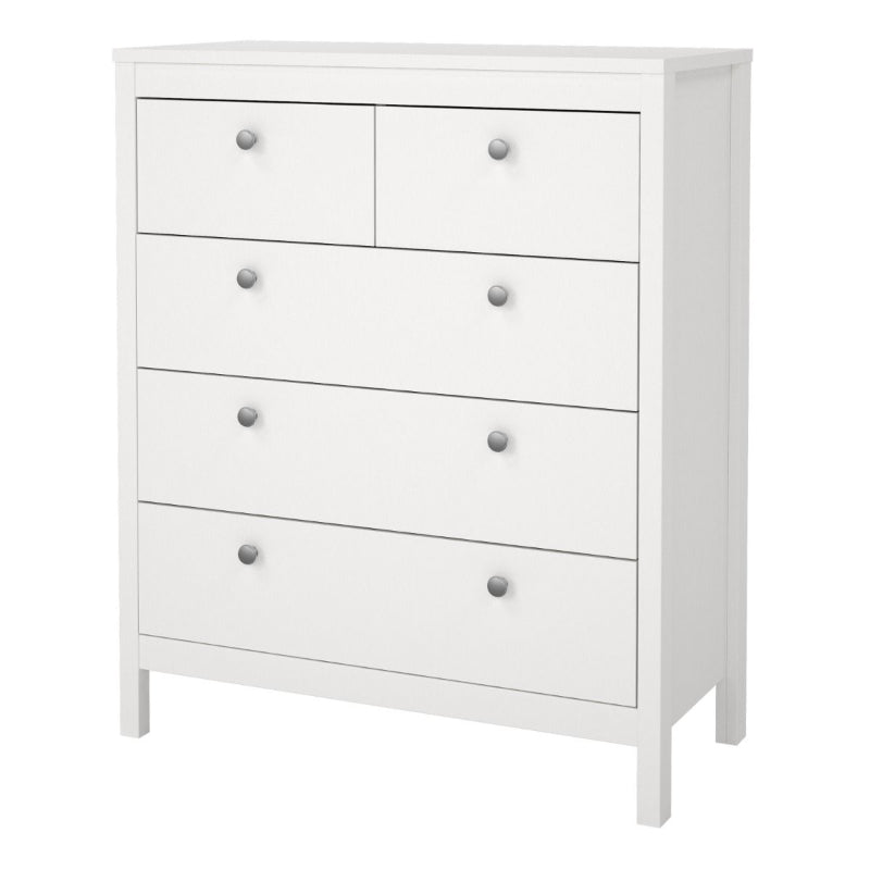 Madrid White Chest 3+2 Drawers - White Tree Furniture