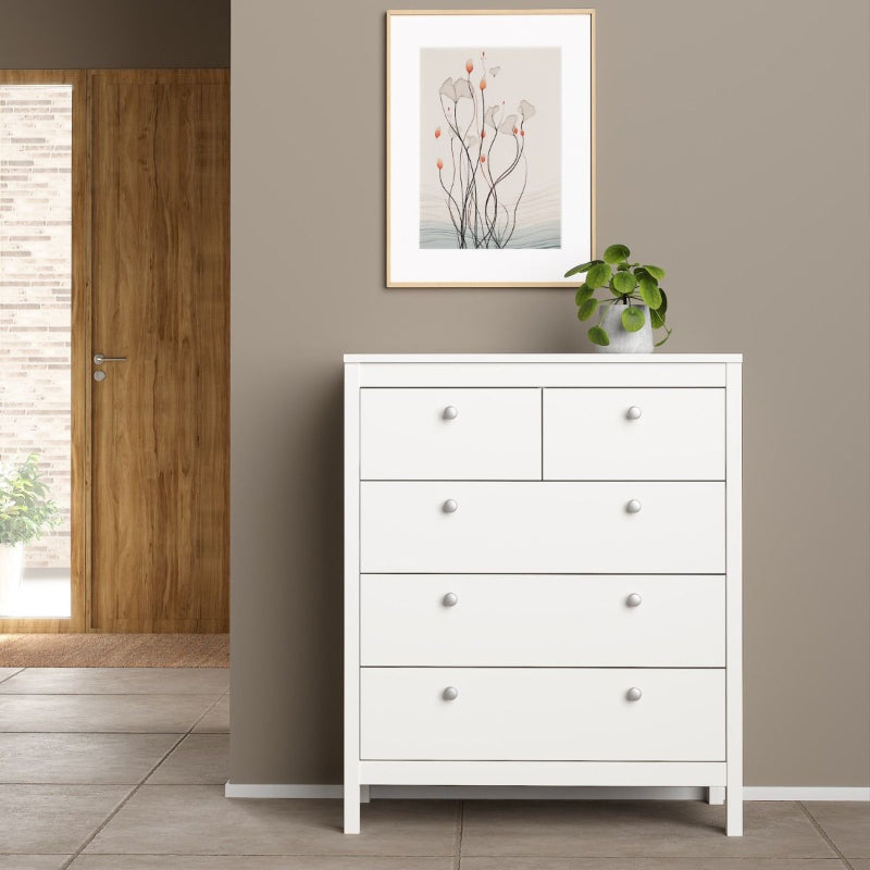 Madrid White Chest 3+2 Drawers - White Tree Furniture