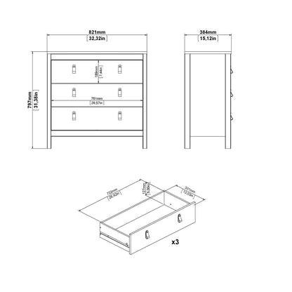 Madrid White Chest w/ 3 Drawers