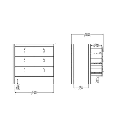 Madrid White Chest w/ 3 Drawers