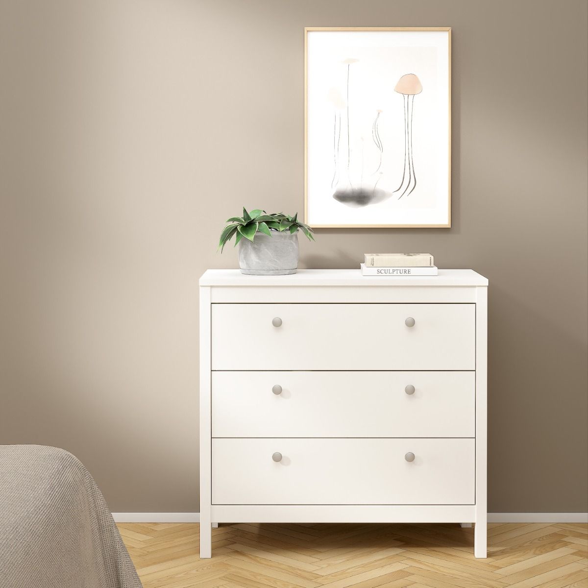 Madrid White Chest w/ 3 Drawers