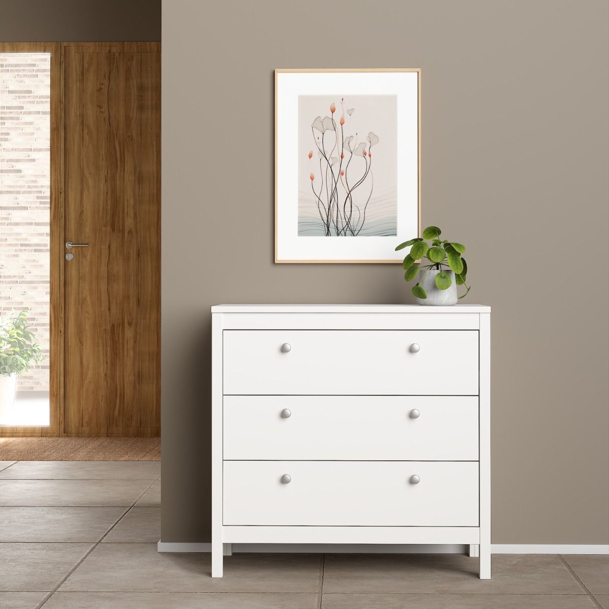 Madrid White Chest w/ 3 Drawers