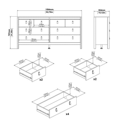 Madrid White Double Dresser 4+4 Drawers - White Tree Furniture