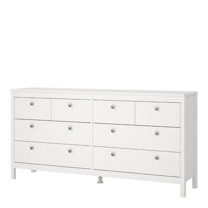 Madrid White Double Dresser 4+4 Drawers - White Tree Furniture