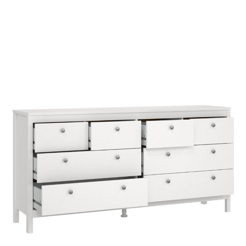 Madrid White Double Dresser 4+4 Drawers - White Tree Furniture