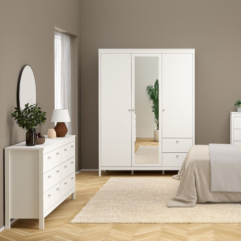 Madrid White Double Dresser 4+4 Drawers - White Tree Furniture