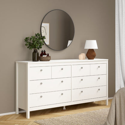 Madrid White Double Dresser 4+4 Drawers - White Tree Furniture