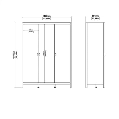 Madrid White Wardrobe w/ 3 Doors - White Tree Furniture