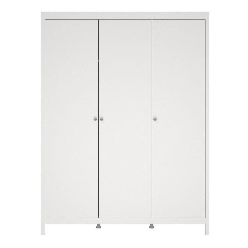 Madrid White Wardrobe w/ 3 Doors - White Tree Furniture