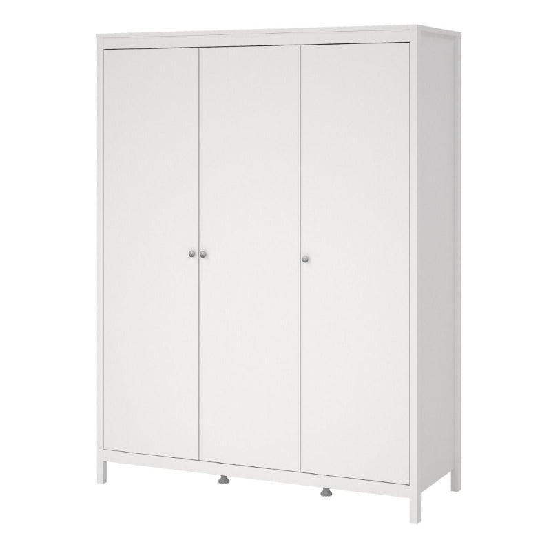 Madrid White Wardrobe w/ 3 Doors - White Tree Furniture