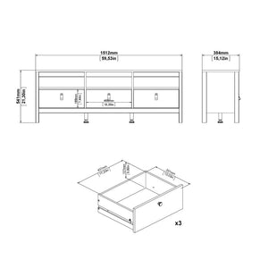 Madrid White TV Unit w/ 3 Drawers - White Tree Furniture