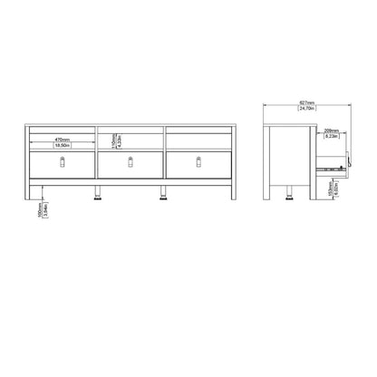 Madrid White TV Unit w/ 3 Drawers - White Tree Furniture