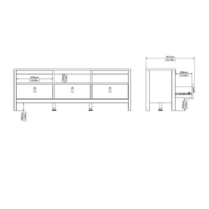 Madrid White TV Unit w/ 3 Drawers - White Tree Furniture