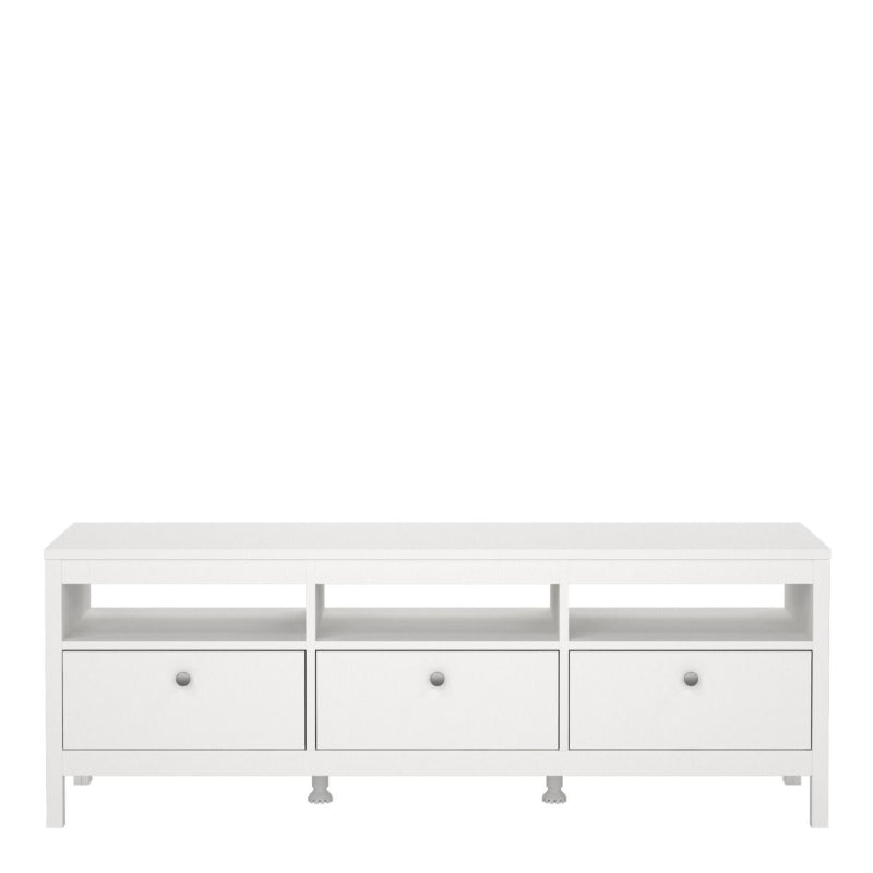 Madrid White TV Unit w/ 3 Drawers - White Tree Furniture