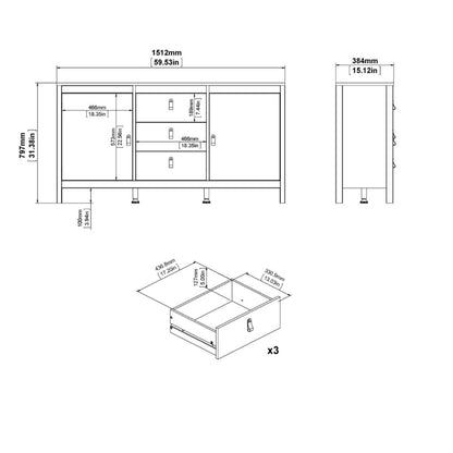 Madrid White Sideboard w/ 2 Doors & 3 Drawers - White Tree Furniture