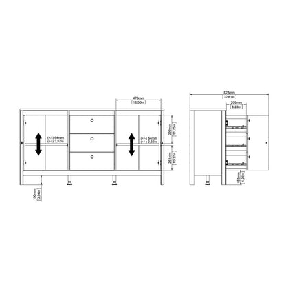 Madrid White Sideboard w/ 2 Doors & 3 Drawers - White Tree Furniture