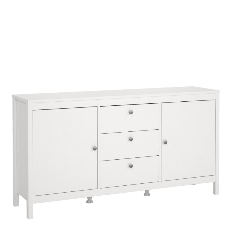 Madrid White Sideboard w/ 2 Doors & 3 Drawers - White Tree Furniture