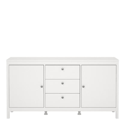 Madrid White Sideboard w/ 2 Doors & 3 Drawers - White Tree Furniture