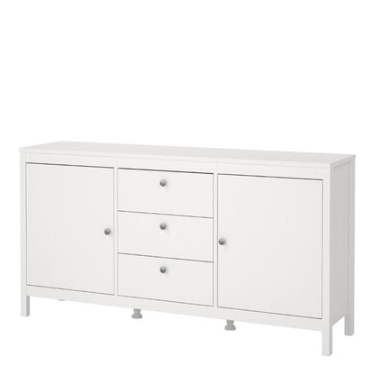 Madrid White Sideboard w/ 2 Doors & 3 Drawers - White Tree Furniture